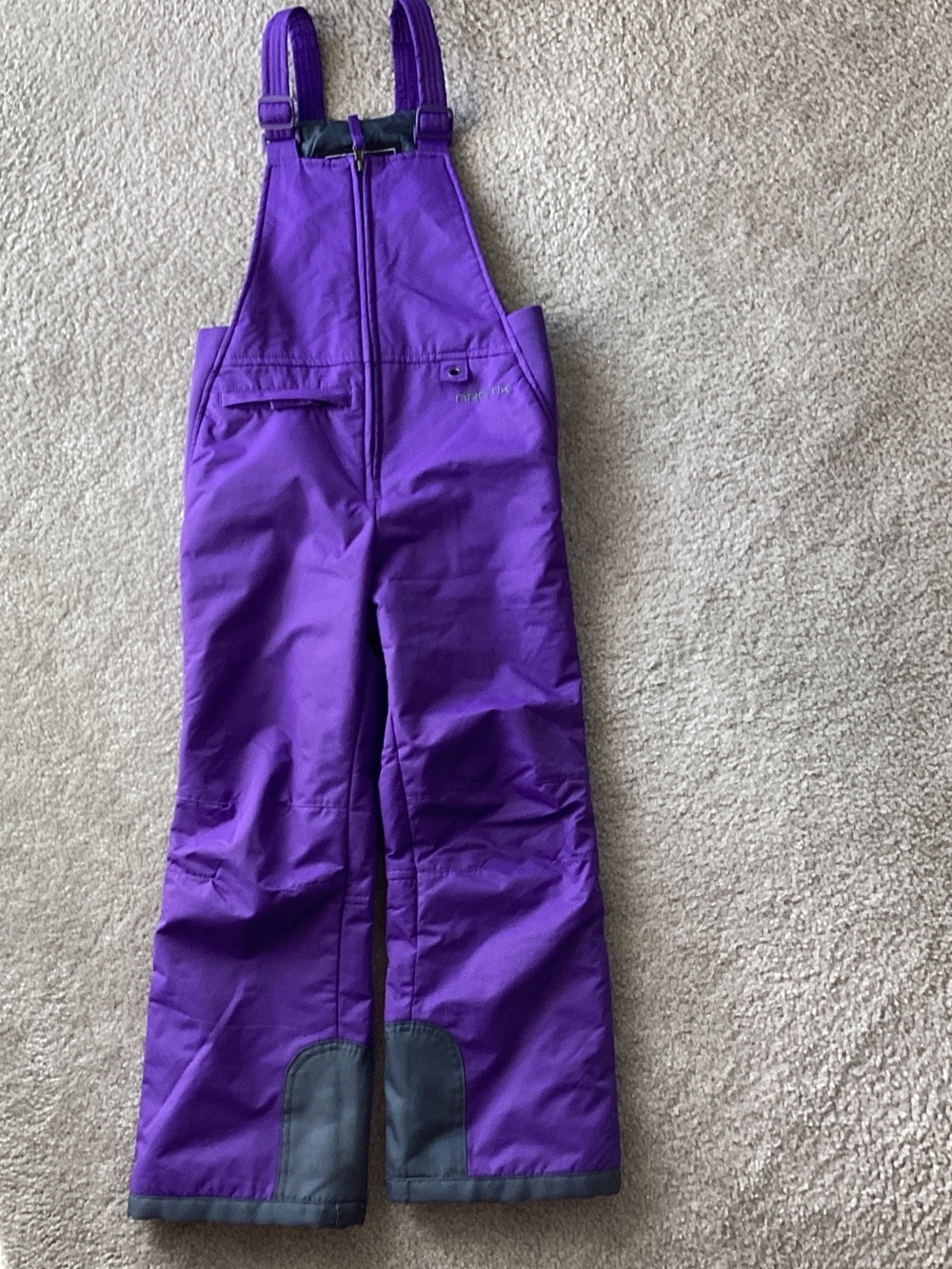 Arctix Purple Kids Snow Overalls with Black Reinforced Cuffs